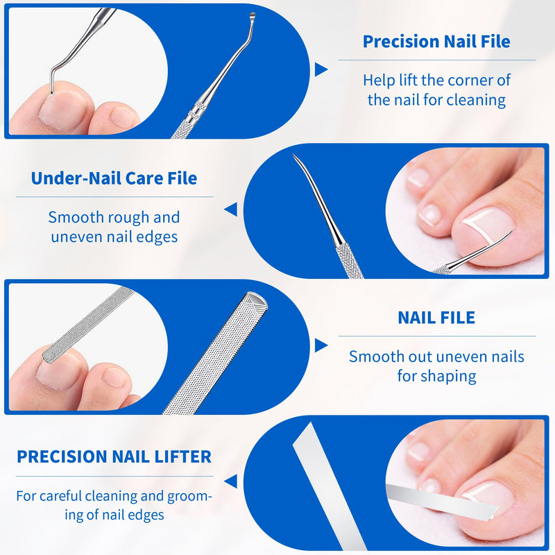 Ingrown Toenail Care Kit with Flexible Strips(134PCS), Professional Toenail Tool Kit Includes Breathable Toenail Bands, Curved Pads, Painless File & Lifter Tools | Home Pedicure Maintenance Set