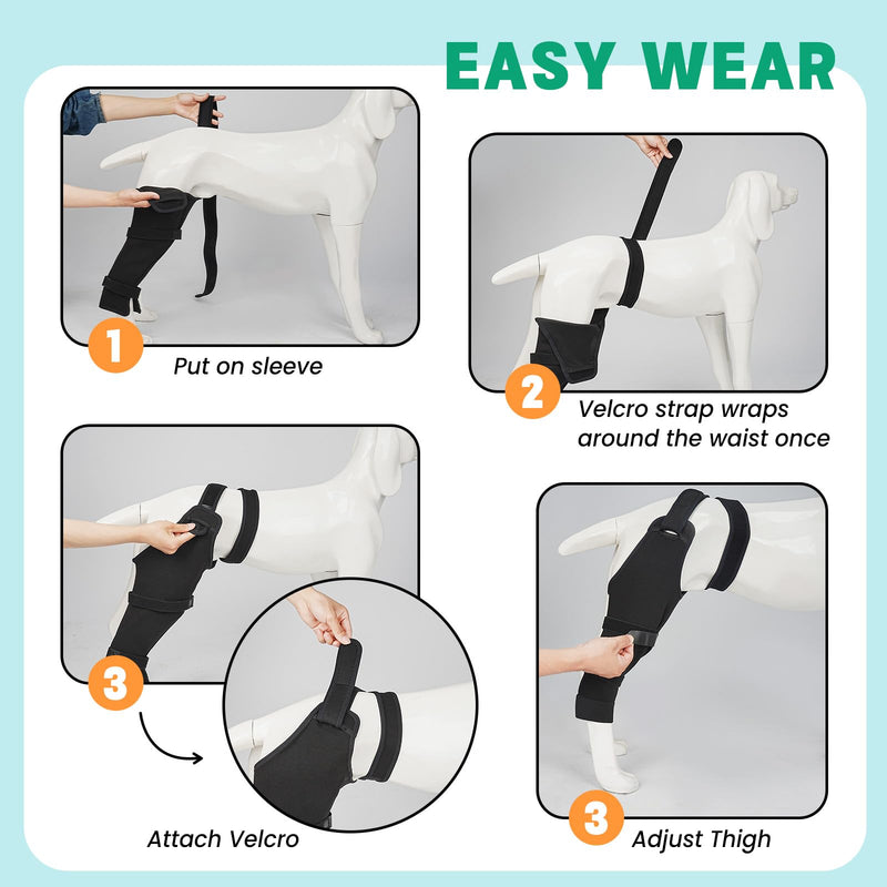 Dog Rear Leg Sleeve to Stop Licking, Hind Leg Protector for TPLO Recovery, ACL Surgery, Wounds or Skin Issues, Soft Breathable Cover for Large Medium Small Dogs Black Right,M