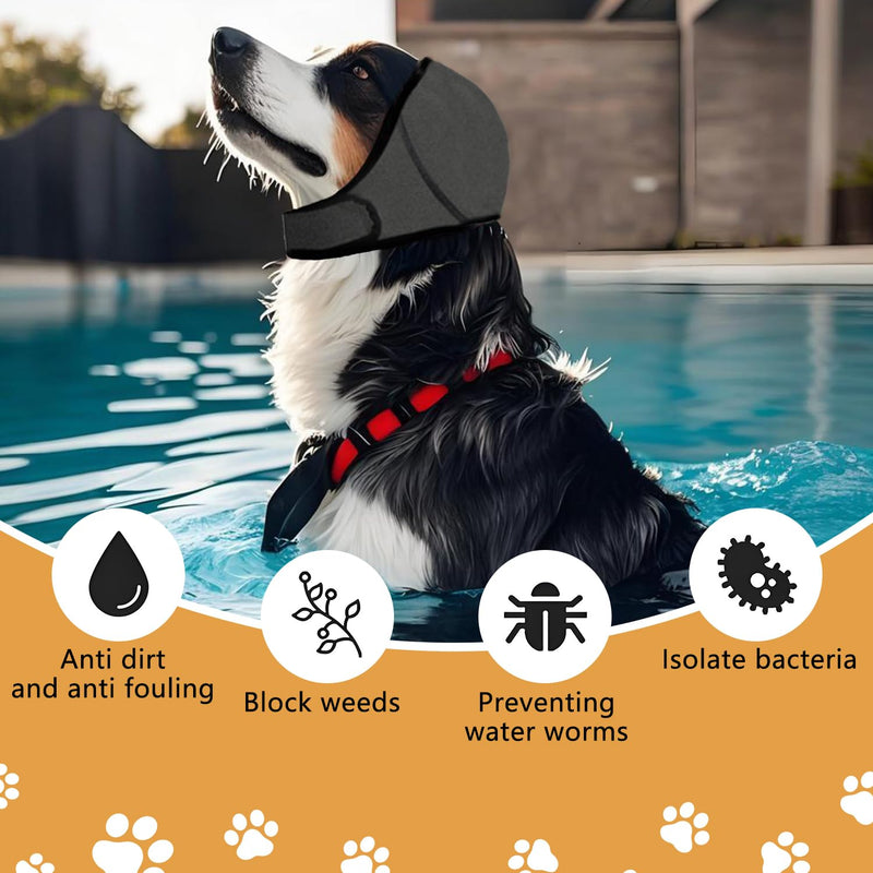 Dog Ears Cover, Adjustable Dog Ear Muffs Noise Protection Comfortable Quiet Dogs Calming Hood Ear Head Wrap Cups Shower Cap Pet Supplies (Grey, L) Grey M