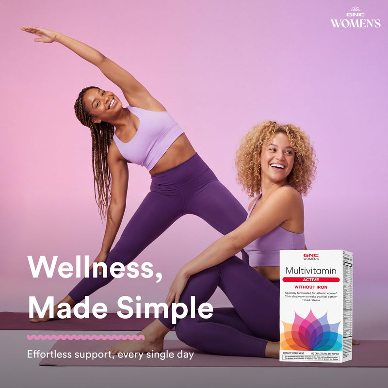 GNC Women's Multivitamin Active Without Iron, Supports an Active Lifestyle, 30+ Nutrient Formula, Promotes Bone & Joint Health, Helps Energy Production, 180 Caplets | Delivers Antioxidant and B Vitamin Support, Promotes Energy Production and Bone Healt...