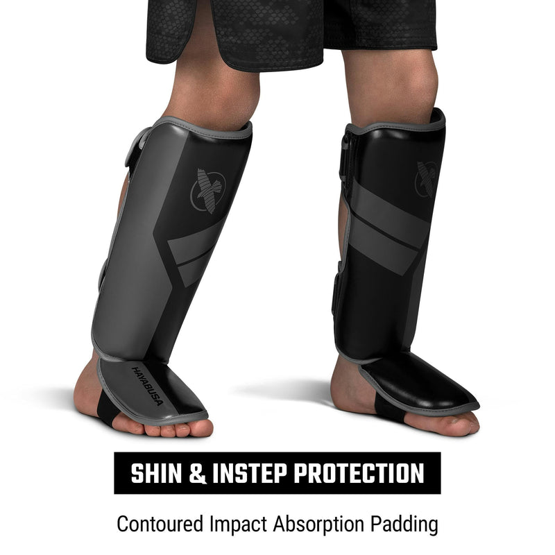 Hayabusa S4 Kids Shin Guards, Muay Thai, MMA, Kickboxing, Martial Arts Small/Medium Black - BeesActive Australia