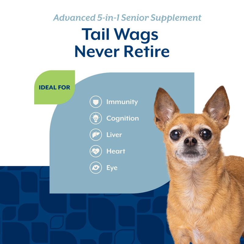 NaturVet Senior Advanced 5-in-1 Support Dog Supplement – Helps Support Immune System, Heart, Liver, Cognitive Function, Eye Health – Includes Ginkgo Biloba, Lutein – 120 Ct.