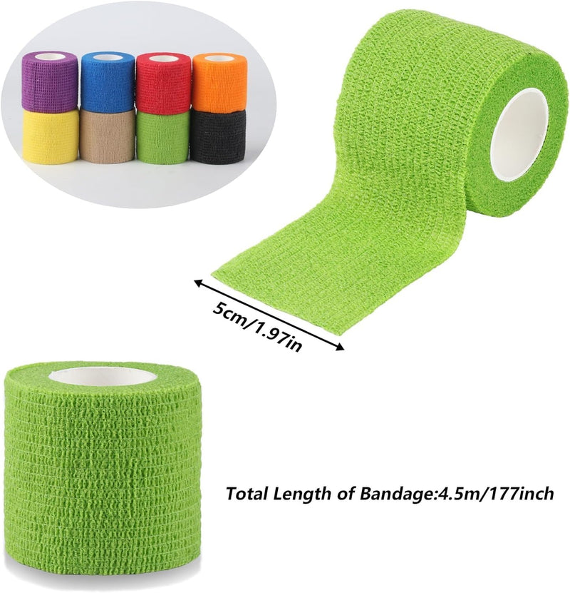Newoutset 8 rolls of self-adhesive bandage, cohesive bandage, 5 cm x 4.5 m adhesive bandage, elastic, cohesive bandage, self-adhesive for wrist, feet, dog, sports bandage, veterinary wrapping tape (multi-coloured). - BeesActive Australia