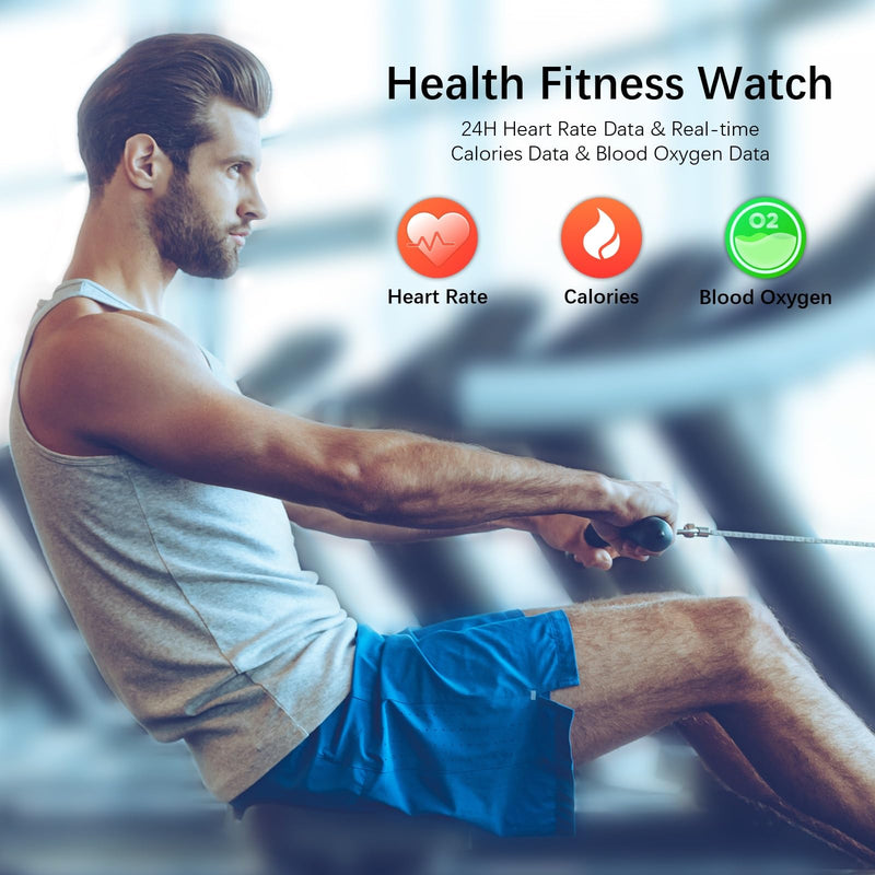 Smart Watches for Men (Answer/Make Call), Fitness Tracker with 123 Sport Modes, Heart Rate Monitor, Spo2, Step Counter, Sleep Tracker, IP68 Waterproof Sports Watch, Fitness Watch for iPhone ＆ Android Black