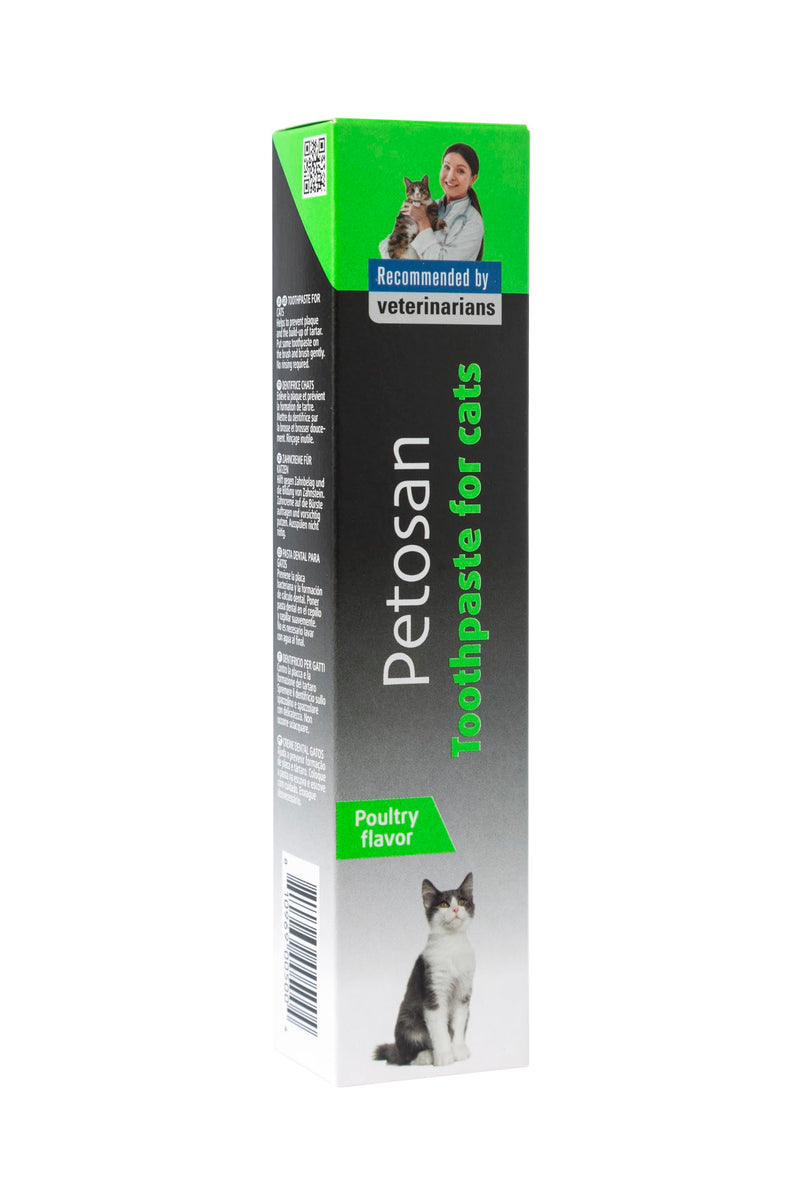 Petosan 2X Toothpaste for Cats - 2X 70g Poultry Flavour Toothpaste for Cat Dental Care - Anti-Tartar, Plaque Control, Vet-Approved - Fresh Breath and Oral Hygiene for All Cats