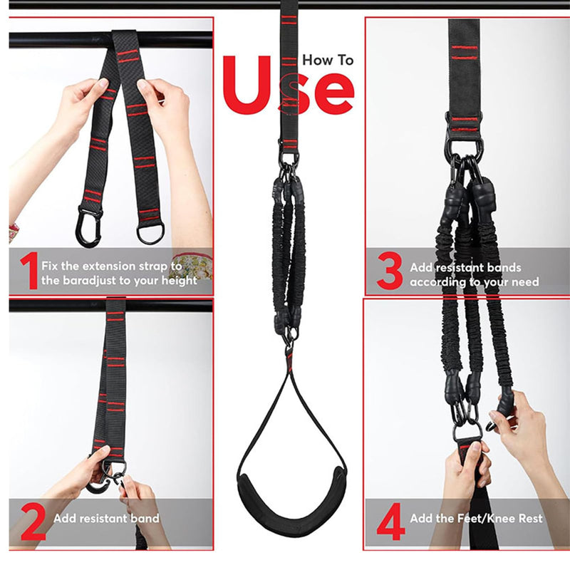 Pull Up Assistance Bands 260lbs – Heavy Resistance Bands for Pull Ups with Feet Rest, Height Adjustable Pull Up Bar Bands, Strength Training Workout Equipment Black