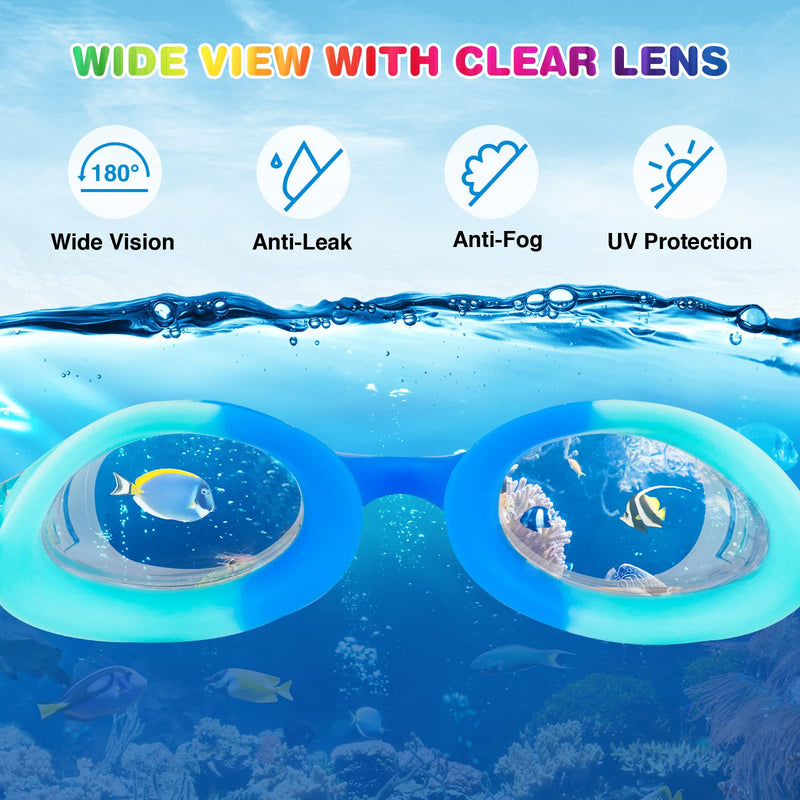 XDX Kids Swim Goggles 4-14, 4 Pack for Boys and Girls, Anti-Fog With UV Protection Multicolor-4pack-b - BeesActive Australia