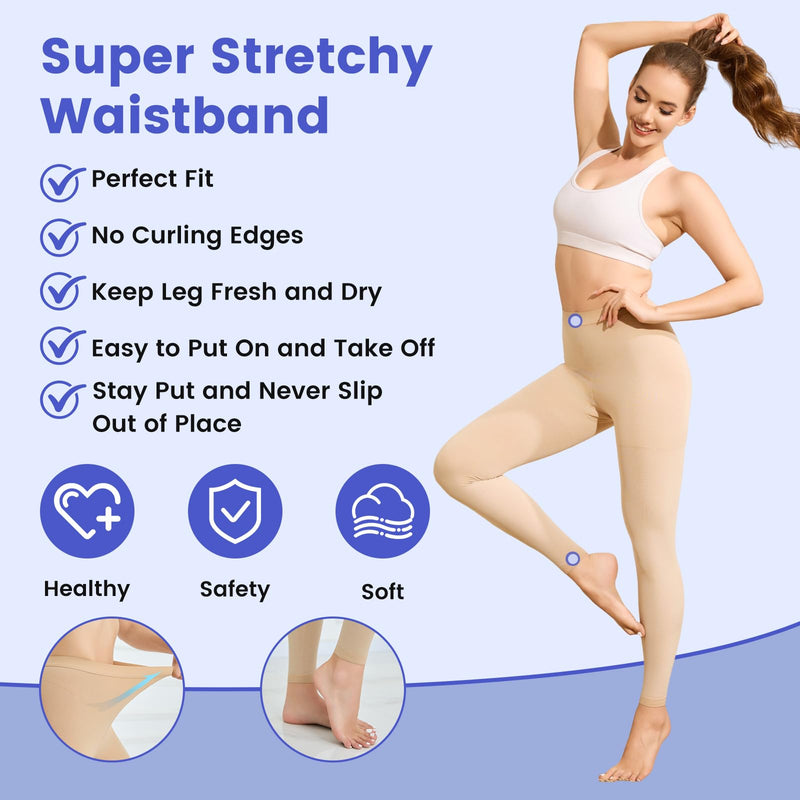 Compression Pantyhose for Women, 20-30 mmHg Compression Tights Large Beige