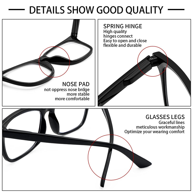 VIDEBLA 5 Pack Blue Light Blocking Reading Glasses,Spring Hinge Readers for Women Men,Anti UV Ray Filter Nerd Eyeglasses Mix 0.5 x - BeesActive Australia