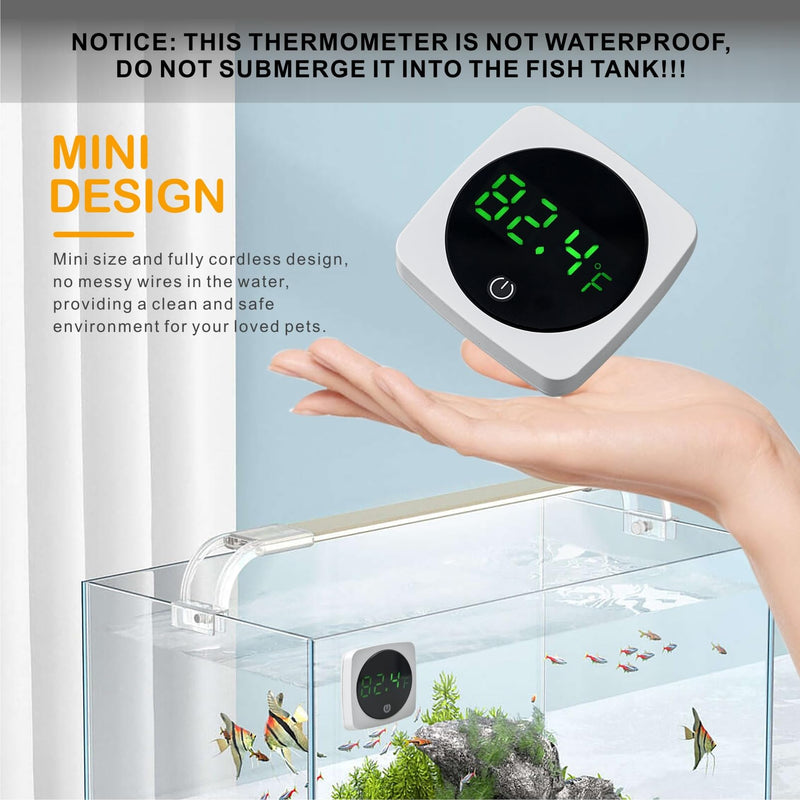 Aquarium Thermometer, Digital Fish Tank Thermometer Stick On, LED Display ±0.9°F with Touch Button for Aquatic Pets, Fish, Betta Axolotl & Turtle (2) 2 - BeesActive Australia