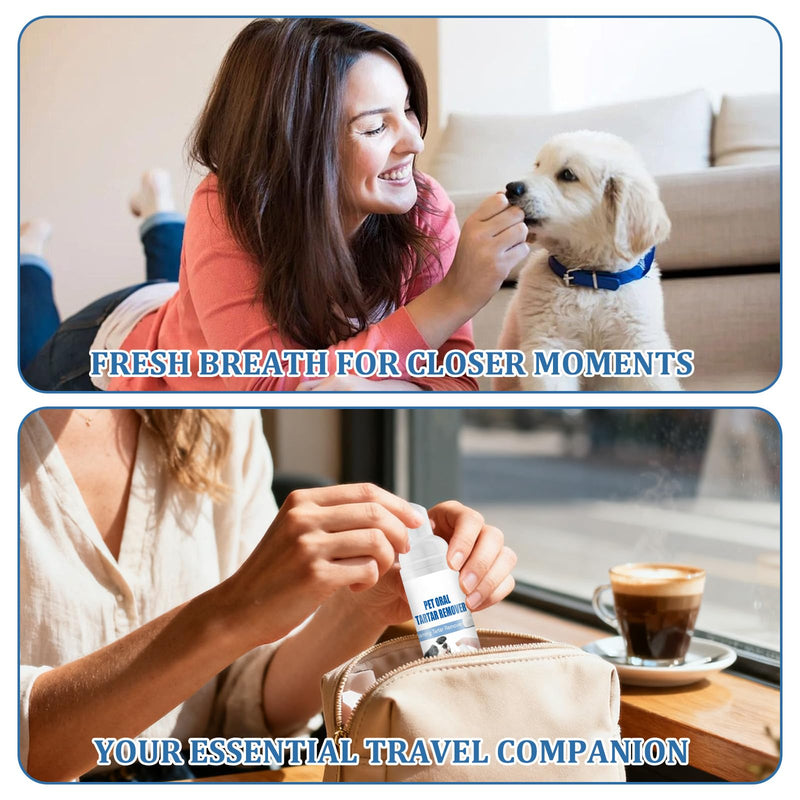 2 Pcs Pet Oral Tartar Remover Spray, No-Brush Oral Care Spray for Dogs & Cats, Pet Tartar Removal Foam, Easy Teeth Cleaning & Fresh Breath, 2 * 60ml