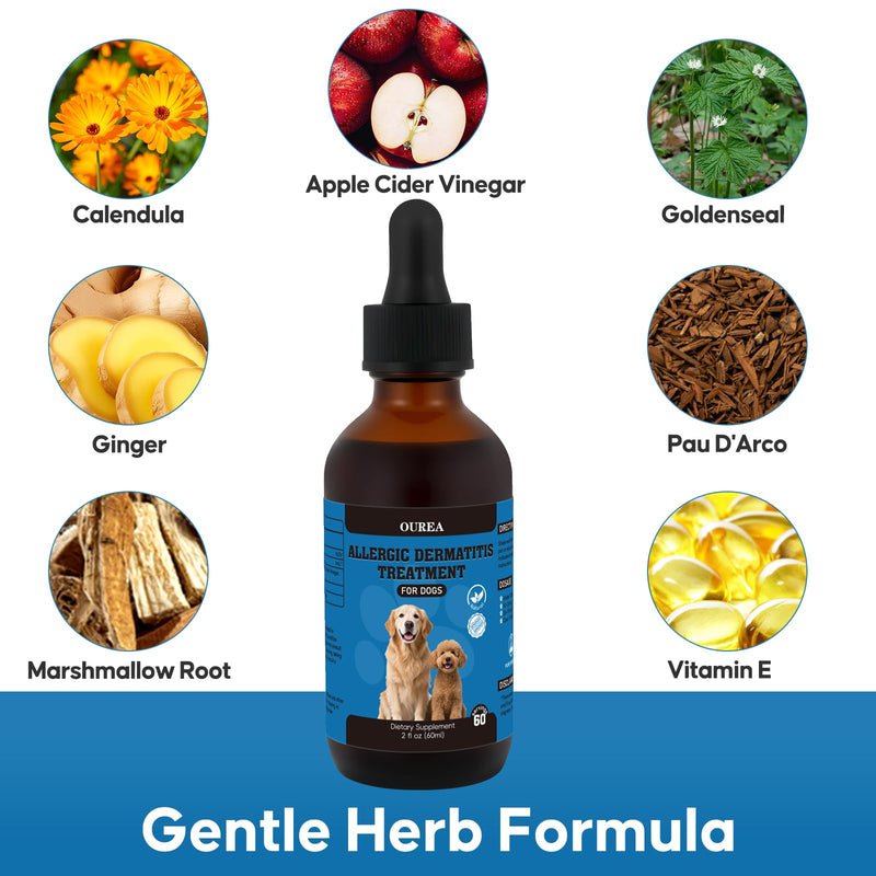 Dog Dermatitis Treatment for Allergies, Natural Itch Relief Drop & Hot Spot Support for Itchy, Red, Irritated Skin, Herbal Formula for Dog Allergy Relief, Dermatitis Treatment, Dog Itching Skin Relief