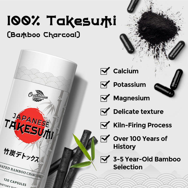 Takesumi Activated Charcoal 2000mg ‚Äì Activated Charcoal from Bamboo for Max Absorption, Detox & Gut, 120 Vegan Capsules 120 Count (Pack of 1) - BeesActive Australia