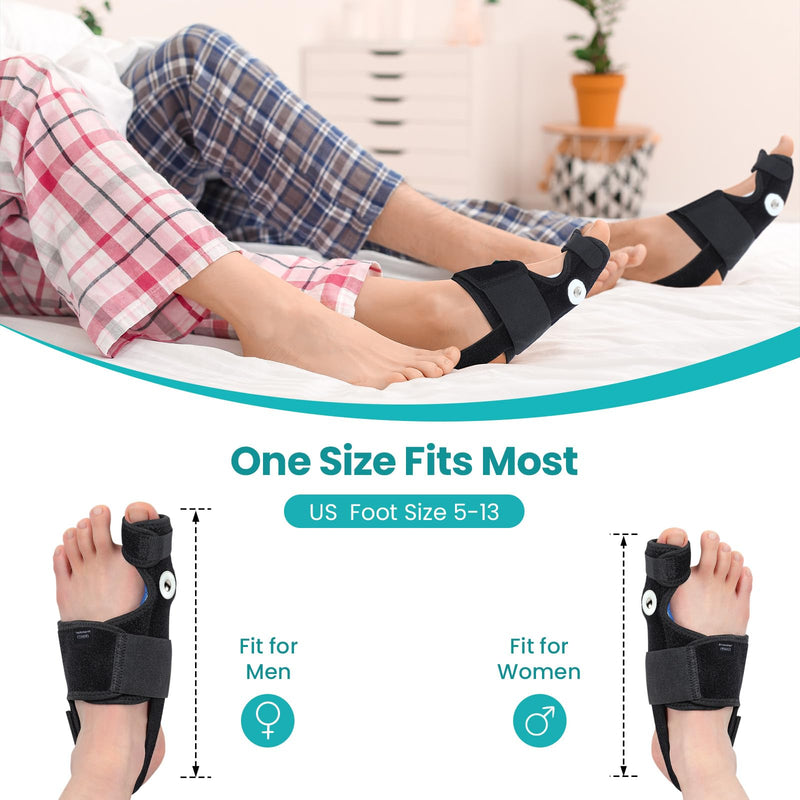 Promifun Bunion Corrector for Women & Men - 1 Pair Adjustable Toe Splint for Broken Toe - Pain Relief Support Brace & Straightener with Non-Slip Strap(Black) Black