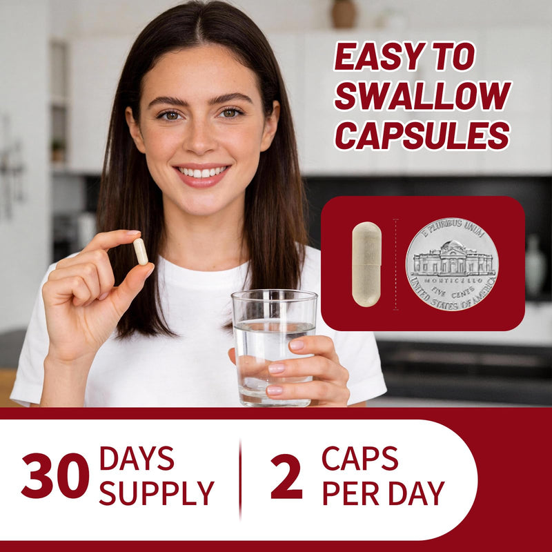 Iron Supplement - Iron 65mg High Absorption Iron Bisglycinate with Vitamin C, Calcium, Gentle Iron Pills for Women Men - Non GMO & Gluten Free, Stomach Friendly, 60 Capsules 60 Count (Pack of 1)
