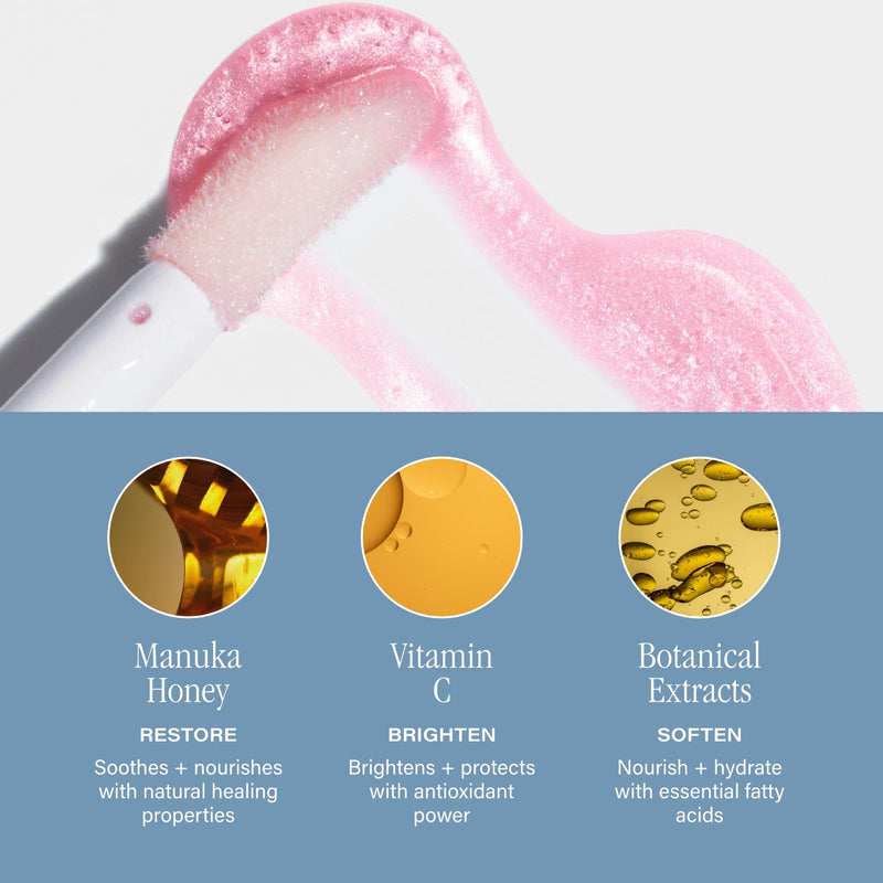 SKINN Luminous Lip Oil with Vitamin C & Manuka Honey, Blush | Smooth Lines & Soothe Dry Cracked Lips - Hydrating Lip Gloss & Oils for Elasticity - Lip Gloss with Skincare Benefits