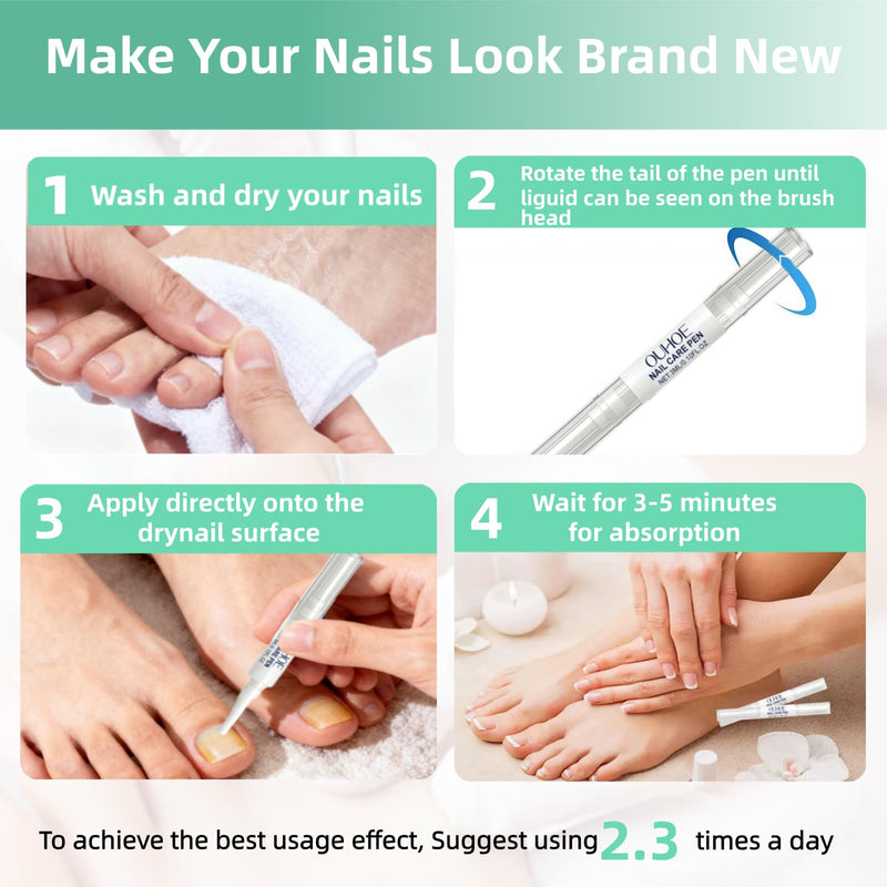 Nail Fungus Pen，Nail Growth & Repair Essence Pen, specifically designed for fungal infections on toenails and fingernails. Repairs and strengthens nails, revealing smooth and glossy nails（3pcs） 3pcs