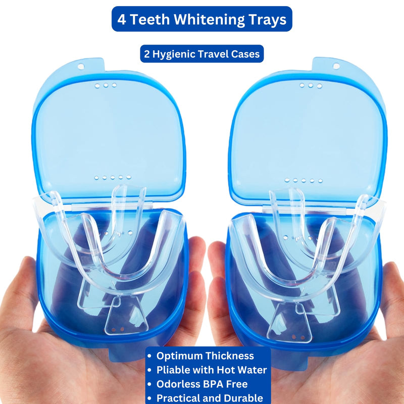 Teeth Whitening Trays 4 Pcs with 2 Travel Storage Cases BPA Free Moldable Trimmable Thin Mouth Trays Dental Tooth Whitener Bleaching Trays - BeesActive Australia