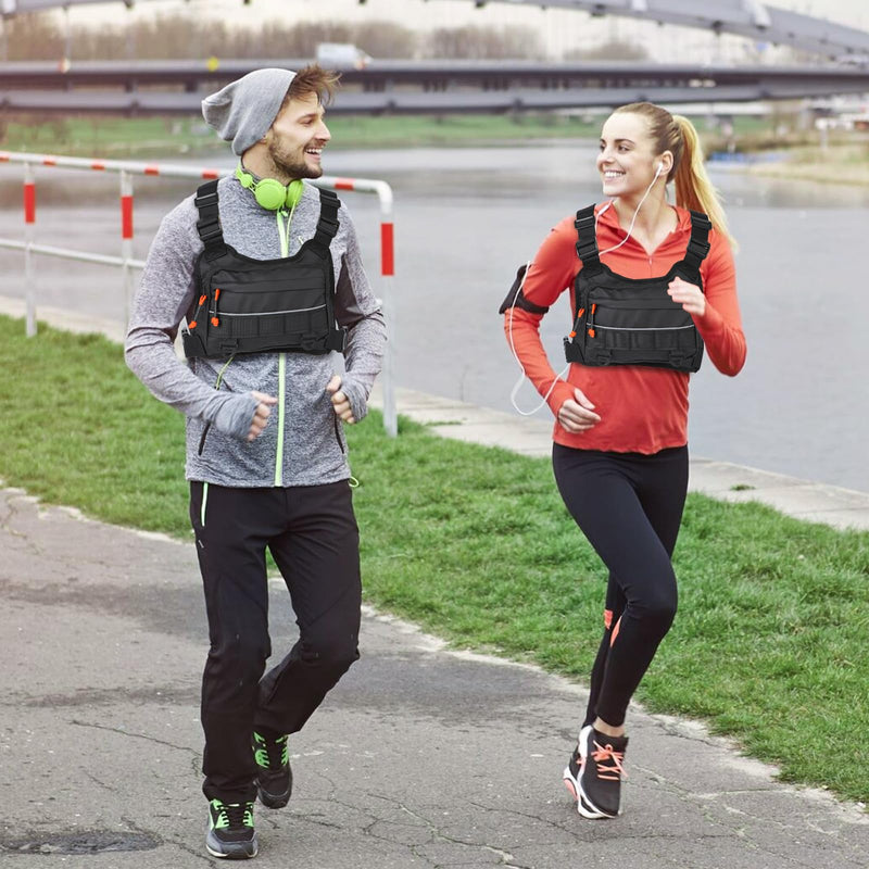 chest bag for men and Women，chest pack Lots of storage, Water Resistant Running Chest Pack（black） Black