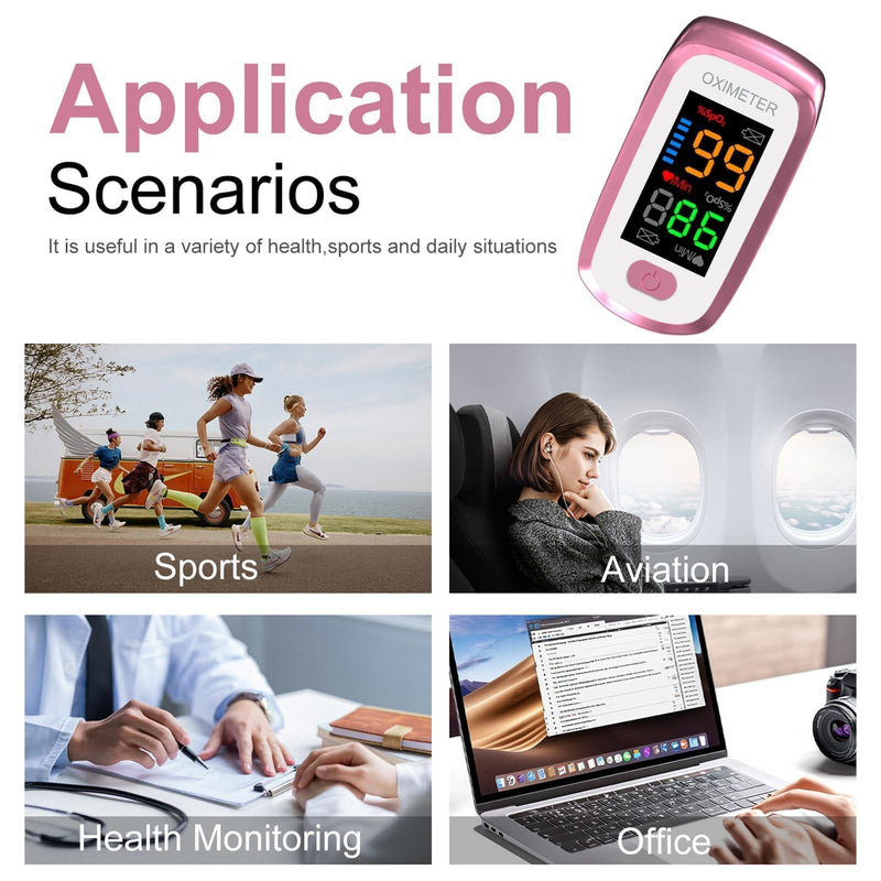 Blood oxygen meter finger, Oxygen meter finger pulse oximeter, Pulse oximeter for kids and Adult, Oxymeter Pulse OX for Sports Aviation Use Pink1 - BeesActive Australia