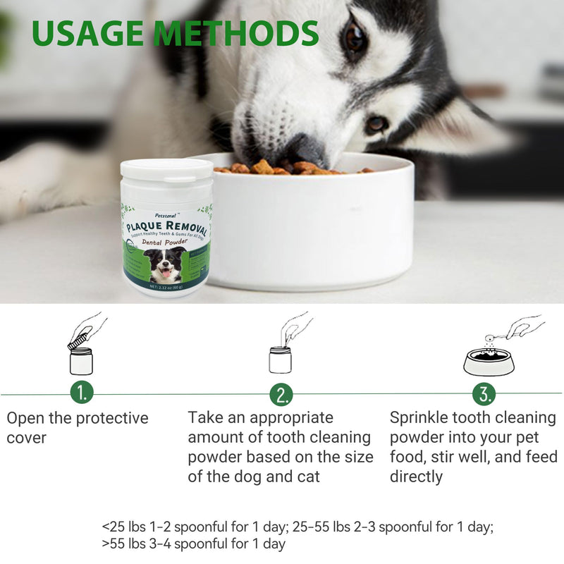 Natural Dog Dental Powder, Dog Dental Care - Plaque Remover and Bad Breath Treatment, Healthy Gums & Fresh Breath for All Dogs and Cats 2 oz. 2 Ounce (Pack of 1) - BeesActive Australia