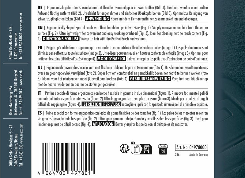SONAX animal hair remover (1 piece) enables hair to be removed efficiently and thoroughly from hard-to-reach corners Art no. 04978000 - BeesActive Australia