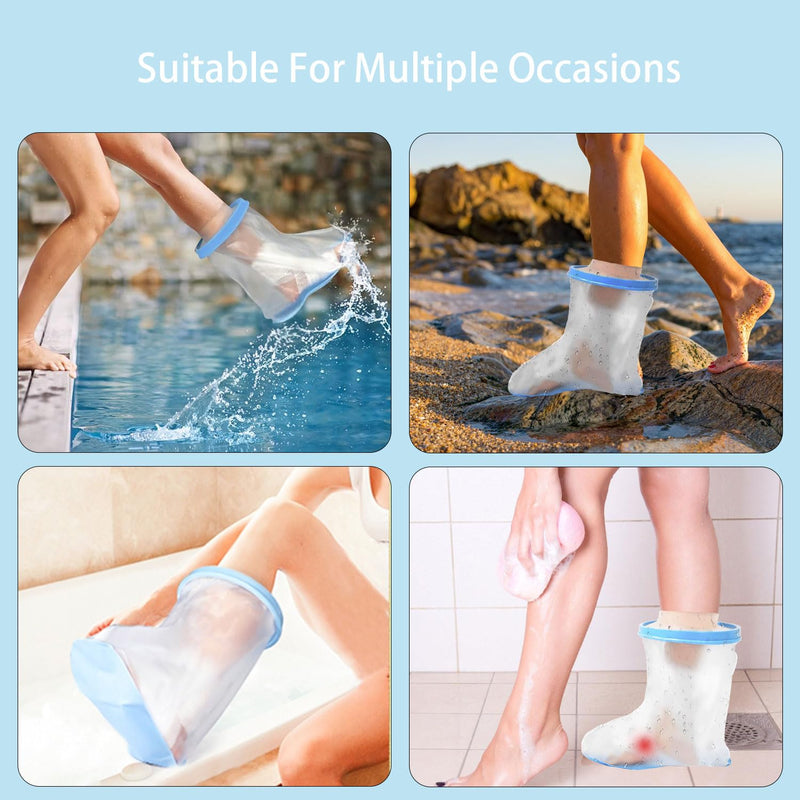Waterproof Foot Shower Cover Adults, Foot Shower Cast Protector Watertight Shower Boot for Foot/Ankle Brace, Splints, Toe Bunion Post Surgery Bandage Dressing ADULT FOOT