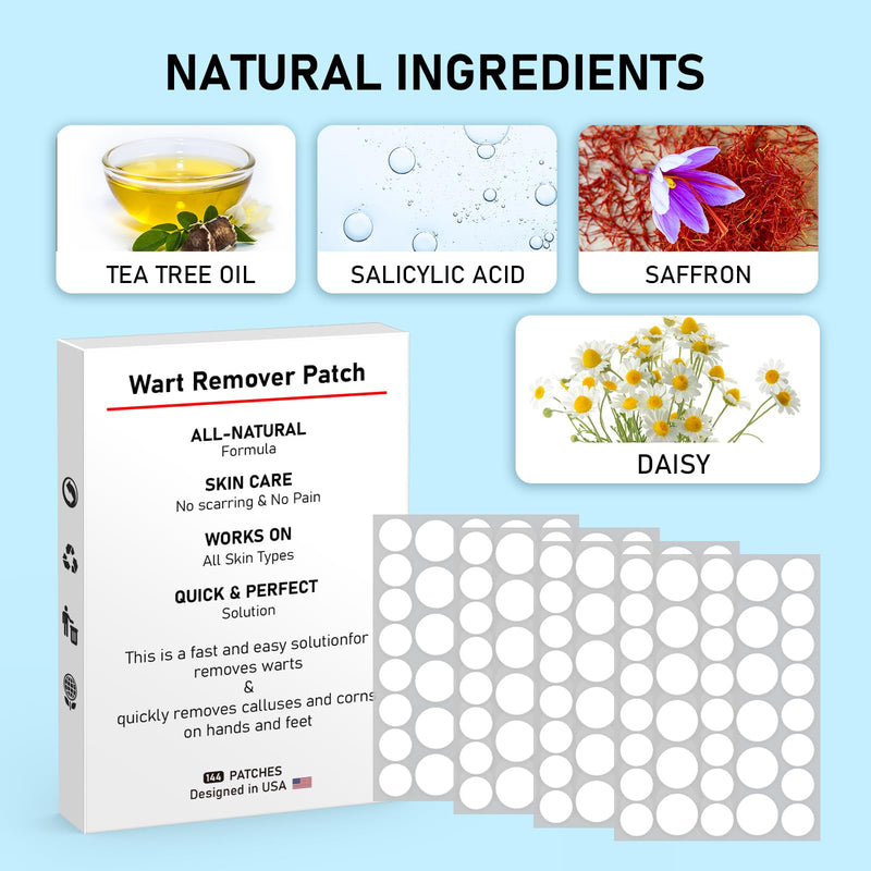 WABRINY Wart Remover Patches, Fast & Easy Operate Hydrocolloid Gel Waterproof Invisible Sticker, Skin Care Removal Patches, Friendly to New-User -CM White 144 Count (Pack of 1)
