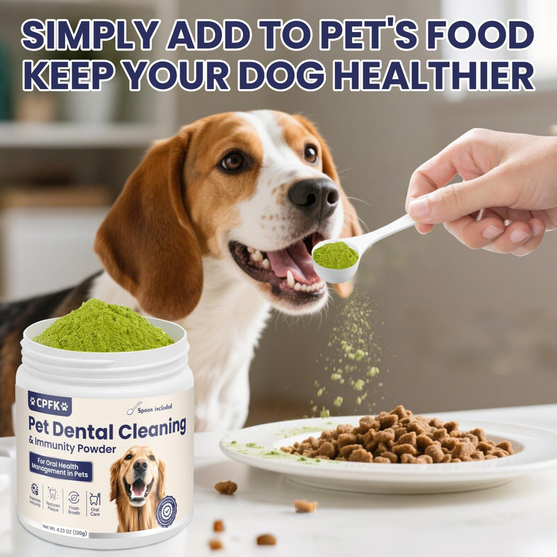 Dog Dental Cleaning Immunity Powder Dog Dental Cleaning Powder with Probiotics to Lighten Bad Breath and Control Plaque Tartar Supports Dogs Dental Care and Immune Health 4.23 OZ 4.23 Ounce