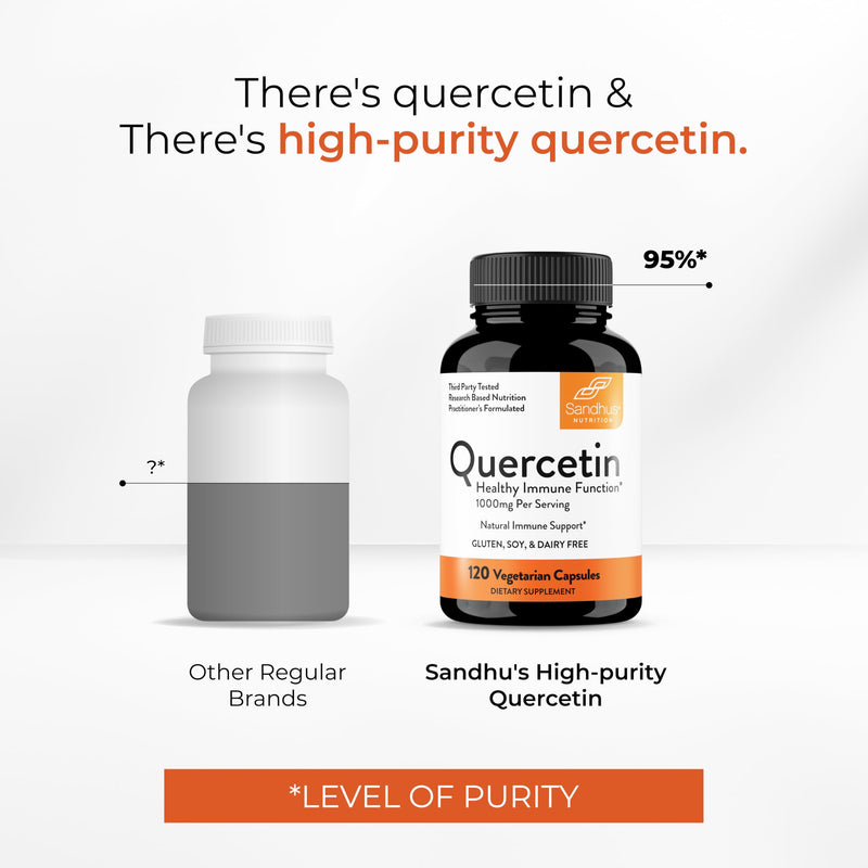 Sandhu's Quercetin 500mg Capsules 1000mg Per Serving 240 Ct Vegetarian | Immune Support Quercitin Supplements Gluten-Free Antioxidant For Circulatory Health 120 Servings By Sandhu's 120 Count (Pack of 2)