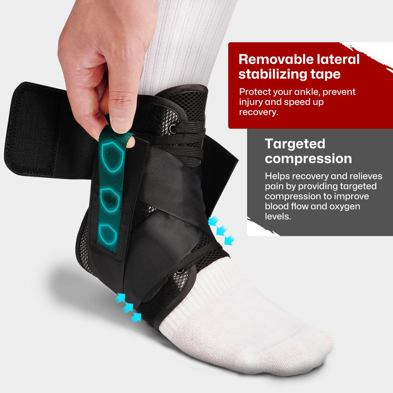 Gviipk Ankle Brace for Sprained Ankle, Quick Lace Up Ankle Brace Support Women Men, Foot Brace Ankle for Plantar Fasciitis Relief and Achilles Tendonitis Wrap, Injury Recover, Running, Sports - M Medium - BeesActive Australia