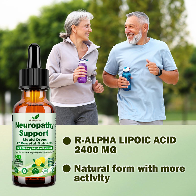 Vita PLynxera Neuropathy Supplements Liquid Drops, Advance 17-in-1 Stabilized R-Alpha Lipoic Acid (R-ALA) w. Acetyl L-Carnitine Vitamin B-Complex Magnesium, High Potency R-Lipoic Acid for Nerve