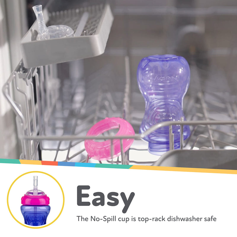 Nuby No-Spill Soft Straw Easy Grip Sippy Cup for Girls - (3-Pack) 10 Oz - 12+ Months Girl - BeesActive Australia