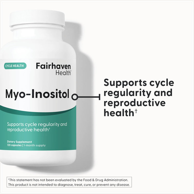 Fairhaven Health Myo-Inositol Supplement for Women and Men | Vitamin B8 2000mg | Vegan Inositol Powder Capsules | Gluten, Dairy and Soy Free | 120 Inositol Capsules 120 Count (Pack of 1) - BeesActive Australia