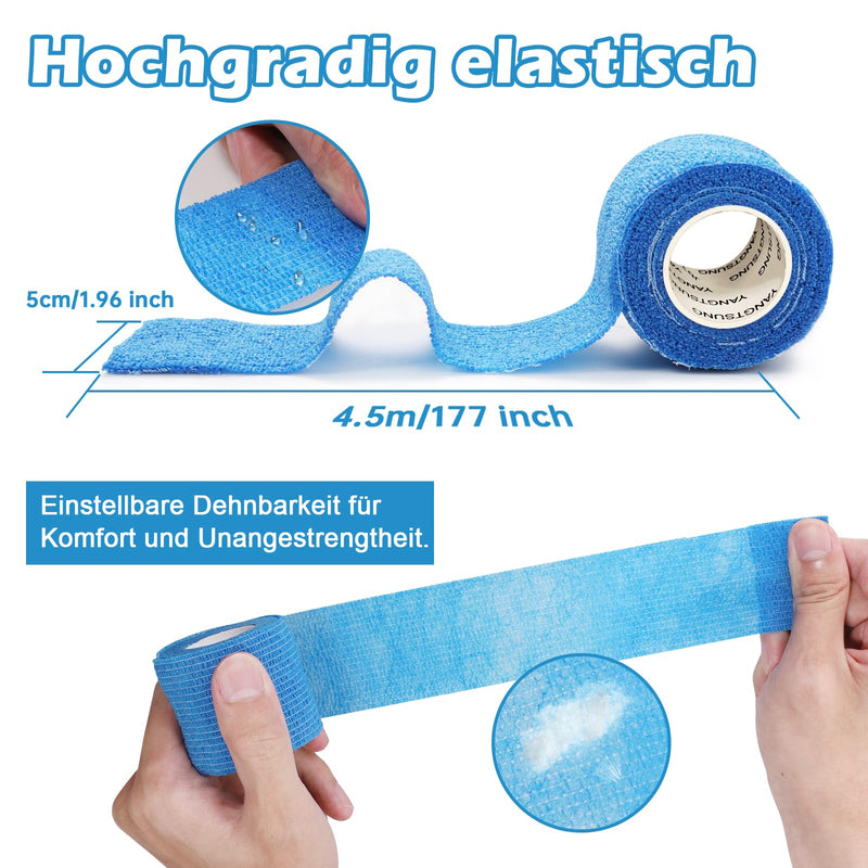 YANGTSUNG Self-adhesive bandage, 9 rolls 5 cm x 4.5 m plaster roll bandage material, elastic bandage bandage fixing bandage self-adhesive for sports, pet vet wrap for horse dog (blue) 5 cm x 4.5 m blue - BeesActive Australia