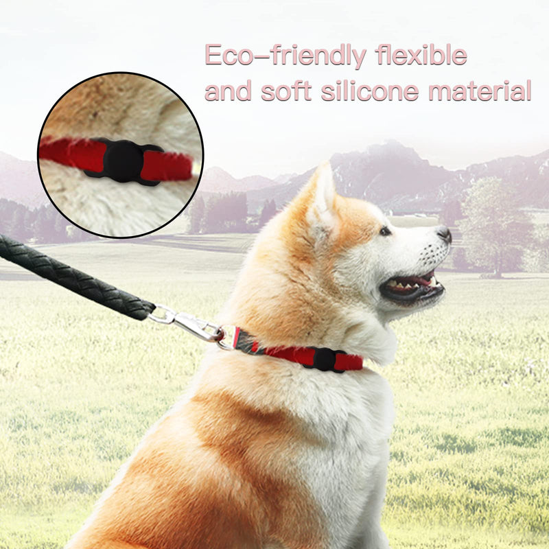 PuppyDoggy 2 Pack Airtag Holder for Collar, Dog Cat Tracker Case, Silicone Airtag Case Waterproof, Scratch-Resistant, Anti-Lost & 1 Pack AirTag Keychain Holder for Bag, Suitcase (Small, Black) Small - BeesActive Australia