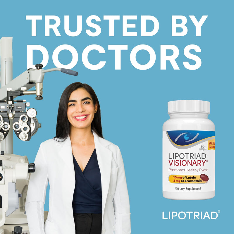 Lipotriad Visionary Eye Vitamins, 90 Capsules, 90-Day Supply | Lutein and Zeaxanthin Supplements with Other AREDS2 Ingredients for Age-Related Vision Support