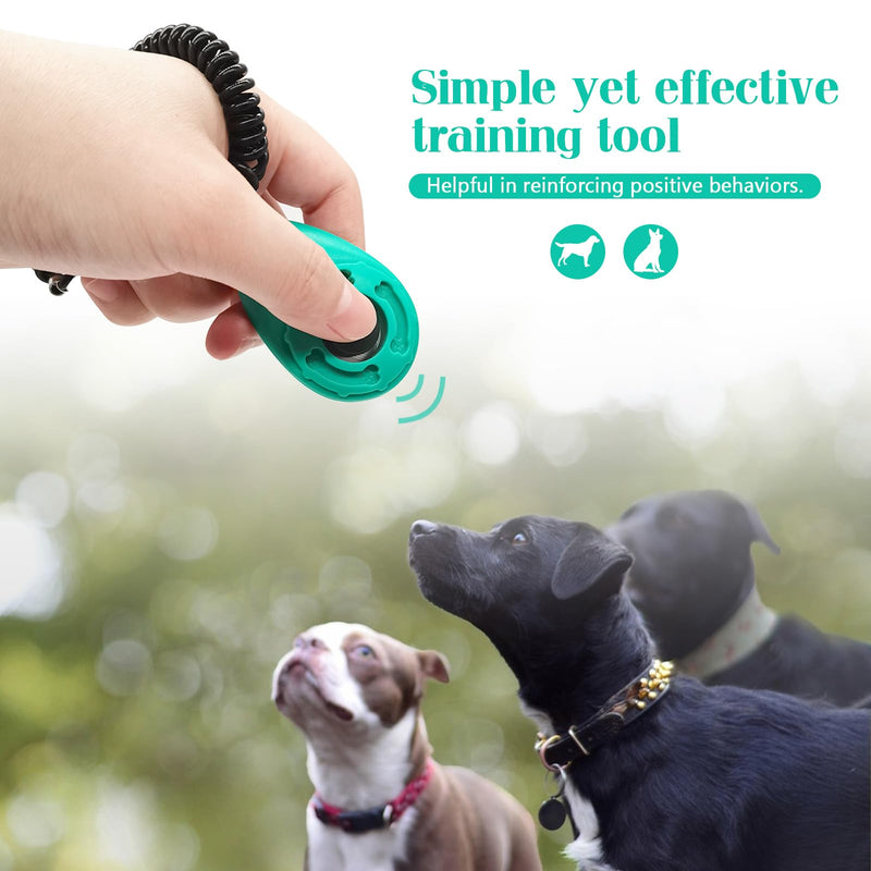 2pcs Dog Training Clickers with Wrist Strap and Clasp, Lightweight Durable Pet Trainer Clear Sound Pup Training Clicker for Dog Puppy Cat, Gift for Pet Lovers (Black + Green) - BeesActive Australia
