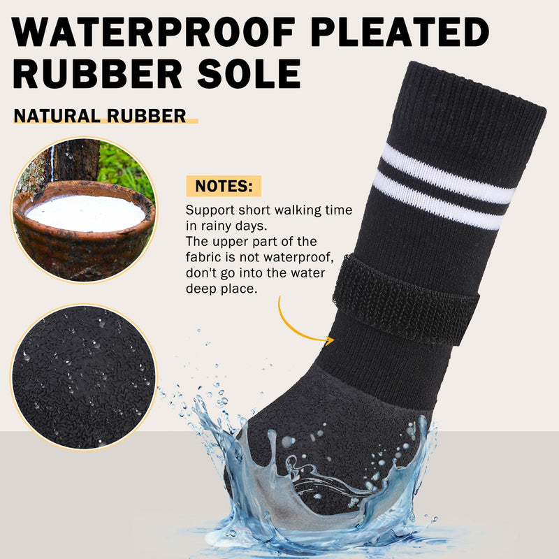 SCENEREAL Anti Slip Dog Boots & Paw Protectors for Hardwood Floor, Extended Dog Socks to Prevent Licking Paws, Waterproof Pet Snow Rain Shoe for Winter Medium Senior Dogs, Black M Medium(Paw width 2.04in/5.2cm) - BeesActive Australia