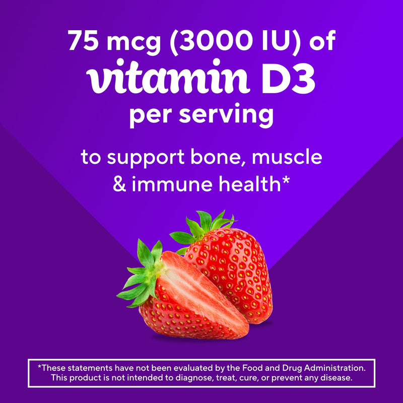 vitafusion Extra Strength Vitamin D3 Gummy, Strawberry Flavored Bone and Immune System Support (1) 120 Count - BeesActive Australia