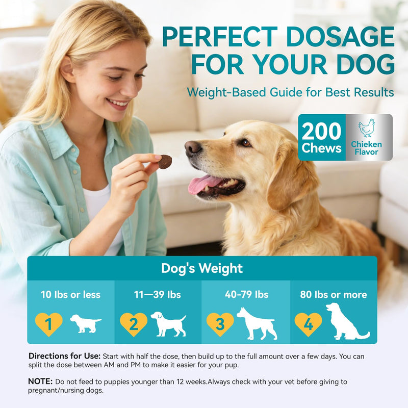 Probiotics for Dogs, 200 Soft Chews with Digestive Enzymes and Prebiotics, Daily Digestive Support for Gut Health and Stool Balance, Chicken Flavor 200 Chews