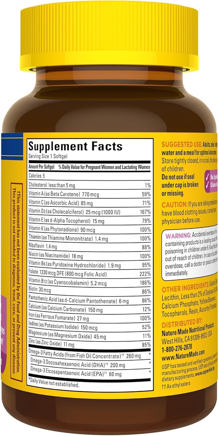 Nature Made Prenatal + DHA 200 mg Multivitamin Softgels 60 Ct Unflavored 1 Count (Pack of 60)