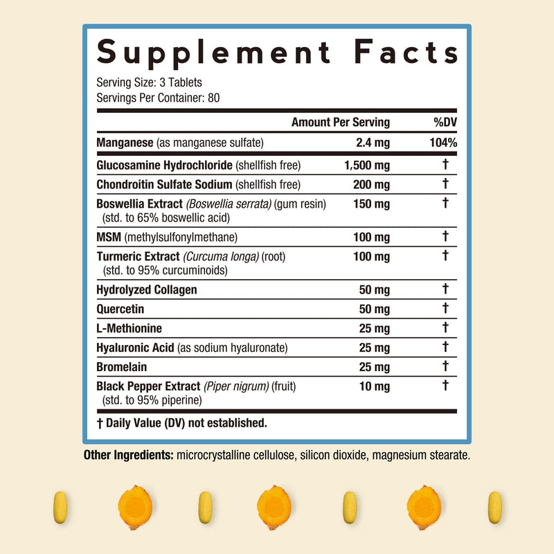 Doctor's Recipes Glucosamine Chondroitin MSM Turmeric Quercetin, Movement Support Supplement for Men & Women, with Black Pepper for High Absorption, Mobility & Flexibility, No Shellfish, 240 Tablets