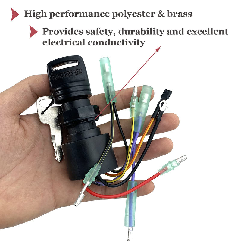 Boat Ignition Switch with Key Replacement for Mercury Mariner Outboard Motor Control Box with 2 Keys 3 Position 6 Wire Connectors - Replace Mercury Ignition Switch 87-17009A2 87-17009A5
