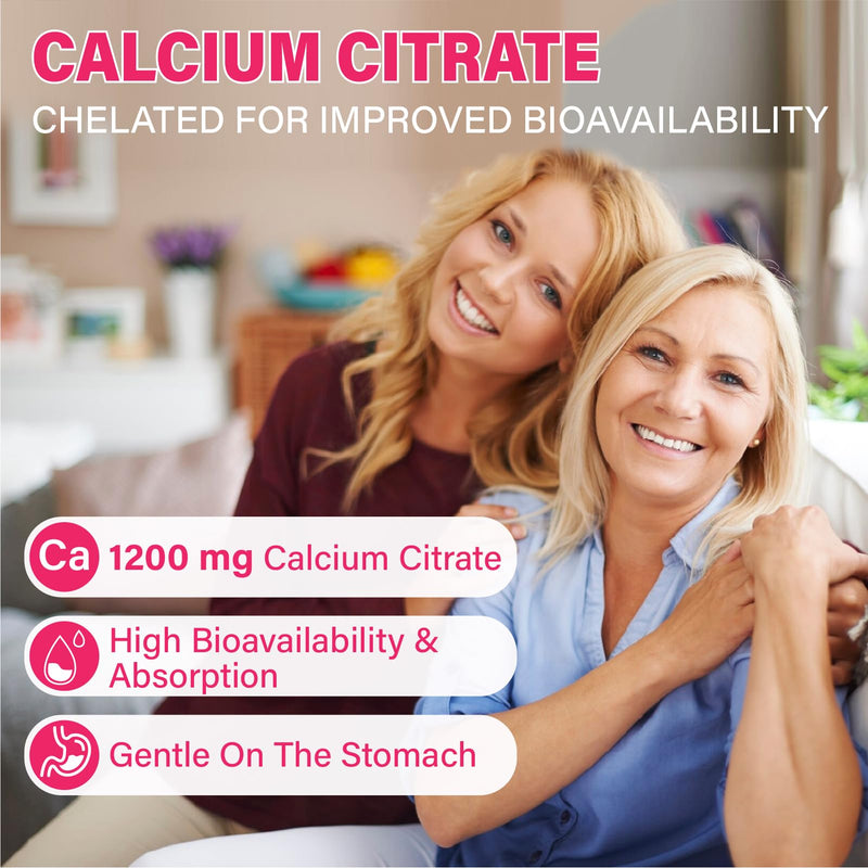 Calcium Citrate Gummies 1200 mg for Adults: Ultimate Absorption Calcium Supplement for Women & Men - Easy to Digest, Vegan, Non-GMO, Gluten Free - Natural Strawberry Flavor 60 Count (Pack of 2) - BeesActive Australia