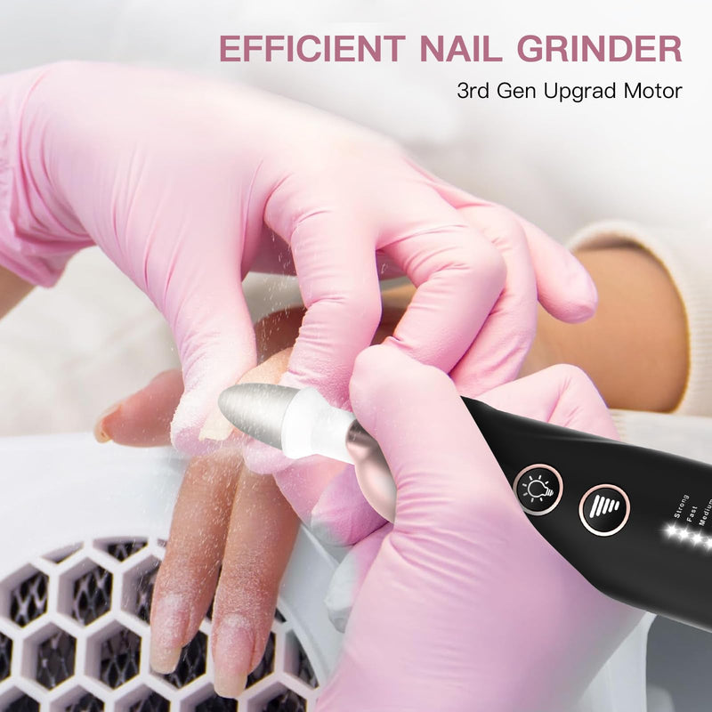 AOMEES Electric Nail File Kit, Rechargeable Professional Manicure Pedicure Kit, 5 Speeds Hand Foot Care Tool for Nail Grind Trim Polish - with 100Pcs Fine Grit Nail File Sanding Tape Black - BeesActive Australia