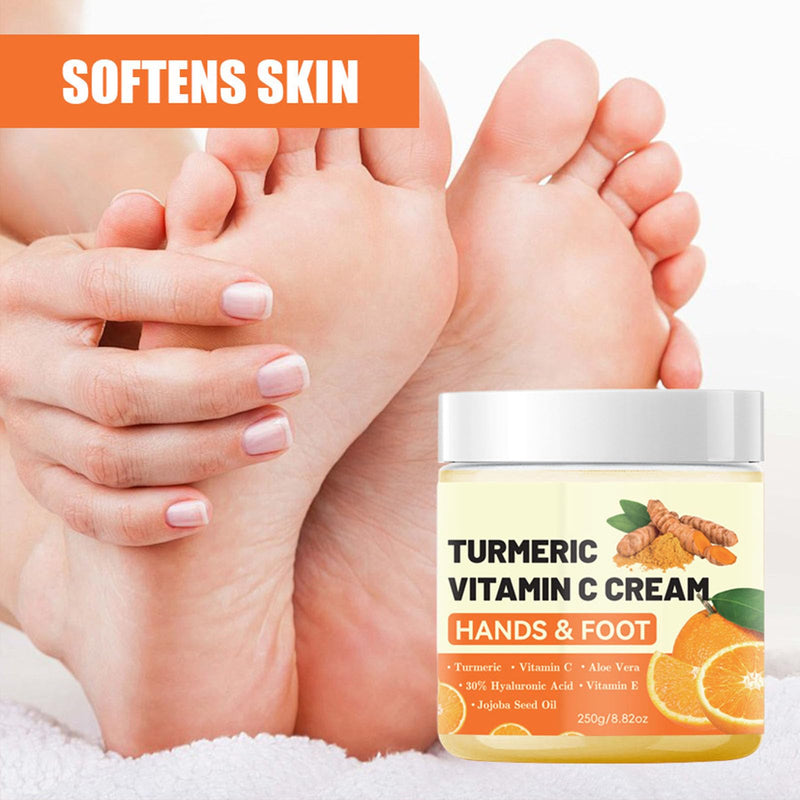 Turmeric & Vitamin C Hand Foot Cream with 30% Hyaluronic Acid - Anti Cracking Foot Cream Intense Moisturizing Vitamin C Lotion Softens and Nourishes Dry, Cracked Heels & Hands- 8.82 Oz - BeesActive Australia