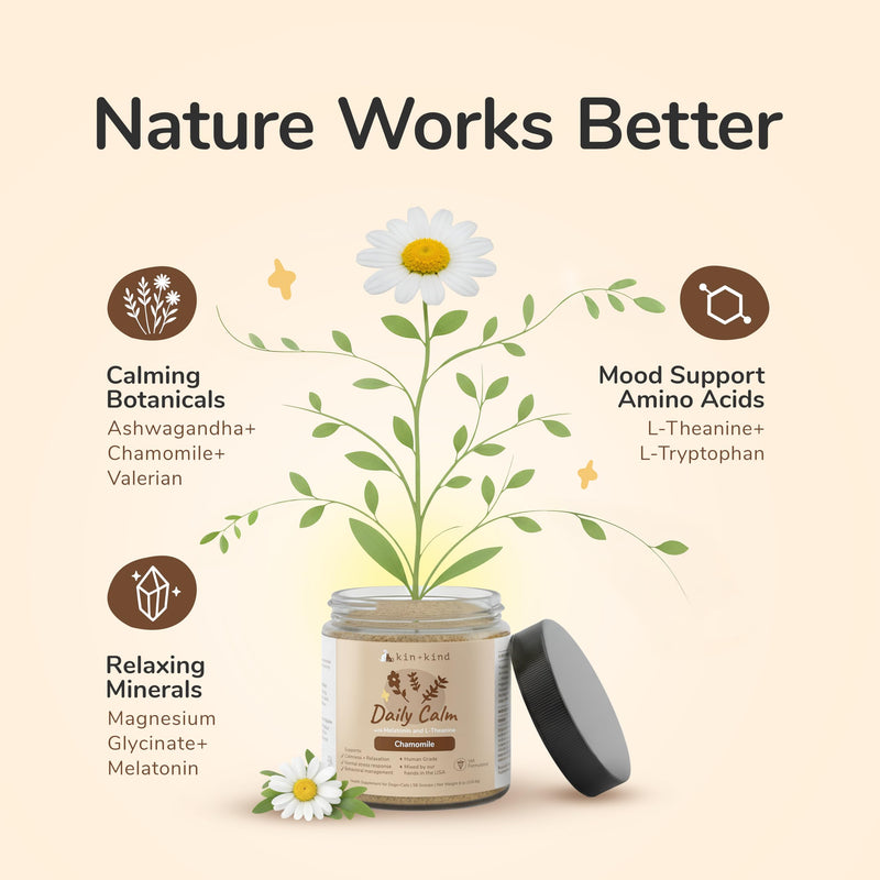 kin+kind Calm Power Supplement for Dogs and Cats – Natural Dog Calming and Cat Calming Support with Organic Chamomile, Thyme, Apple Pomace, Ginger & Coconut – Vet Formulated - Made in USA – 8 oz 8 oz (Large)