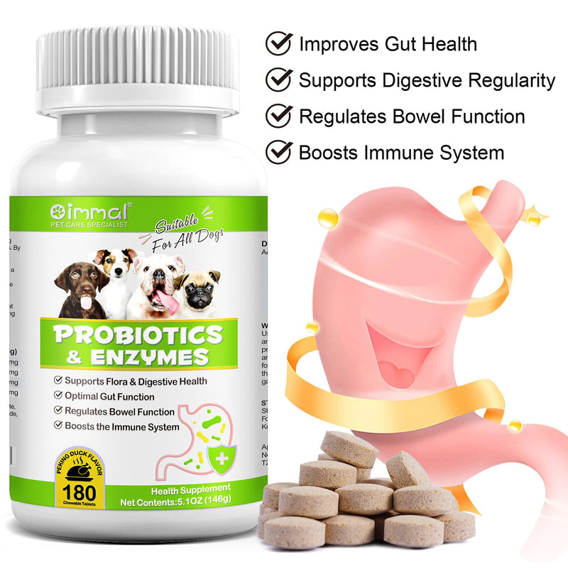Probiotics for Dogs - Digestive Health and Immune Support, Dog Probiotics for Gut Health, 180 Tablets