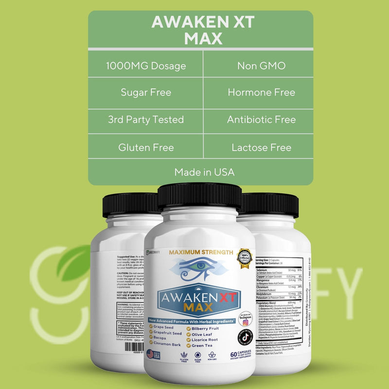 Awaken XT Max Nootropic Supplement, 60 Capsules, with Vitamins & Herbal Blend, 30 Day Supply (1) 1